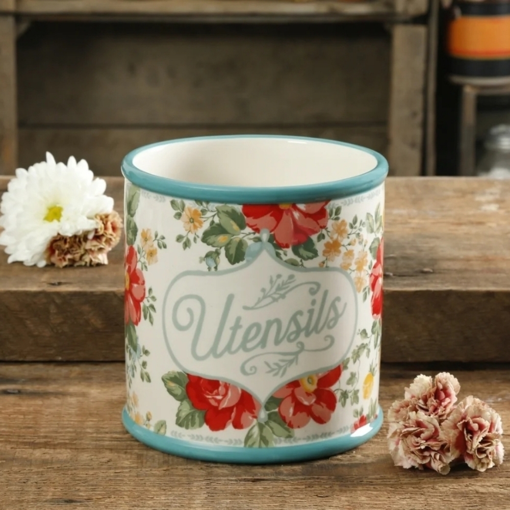 Pineer Woman Vintage Floral Utensil Crock